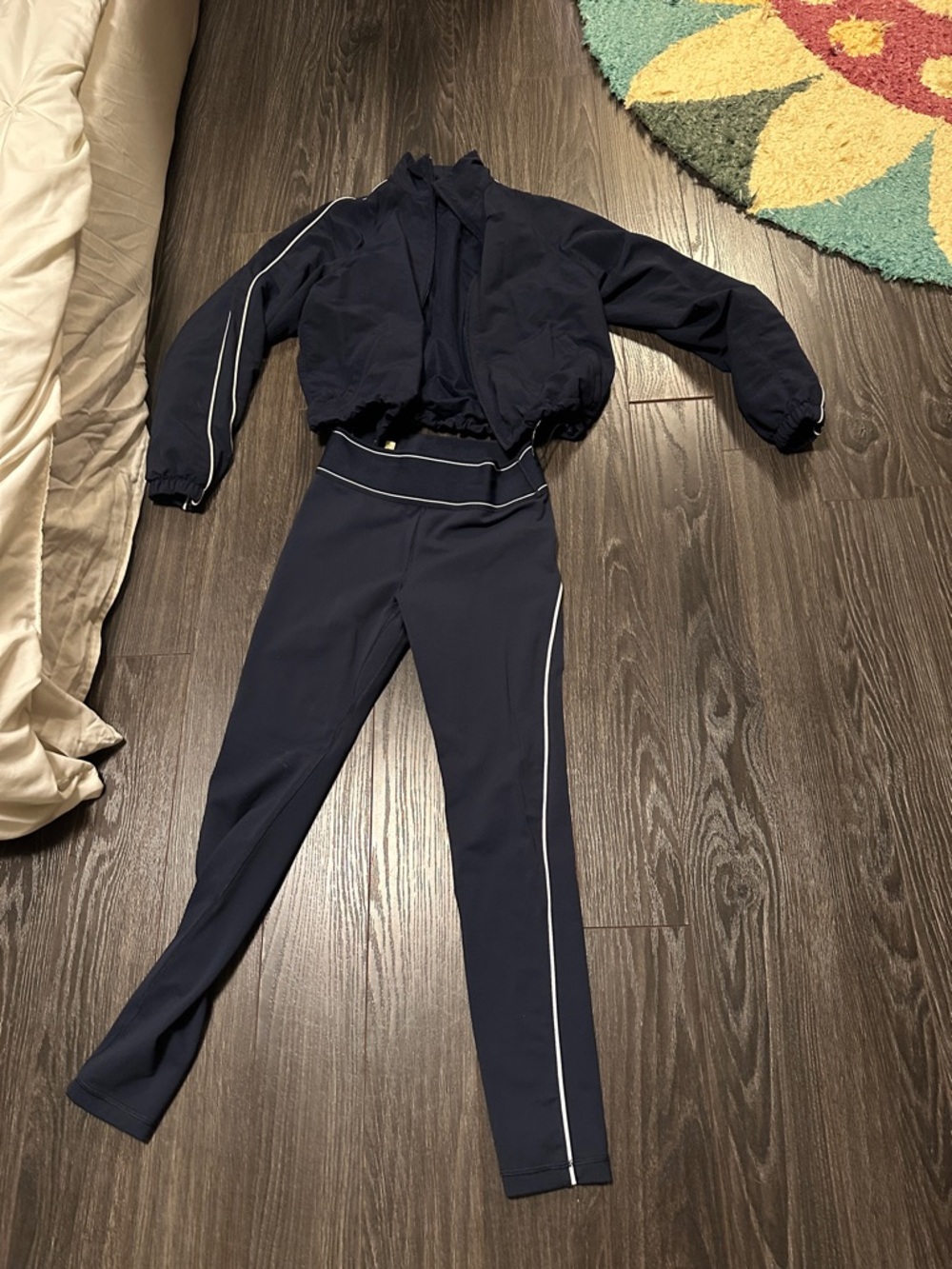 Aritzia Navy Track Joggers with White Piping